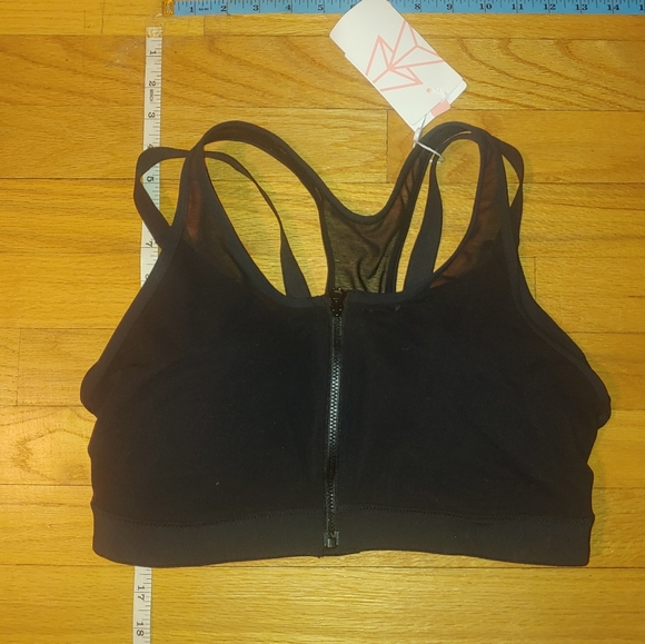 Black High Impact Women Sports Bra Front Closure Double Mesh Running Bra X-LARGE - Picture 4 of 10